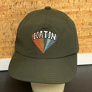 Katin Mens Olive Green Nylon Snapback Hat Embroidered Diamond Logo One Size